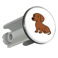 Waschbeckenstöpsel Kurzhaar Dackel Dachshund Comic...