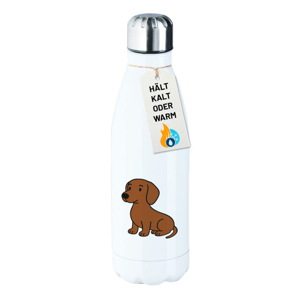 Edelstahl-Trinkflasche Kurzhaar Dackel Dachshund Comic 500ml Wasserflasche