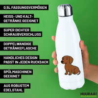Edelstahl-Trinkflasche Kurzhaar Dackel Dachshund Comic 500ml Wasserflasche