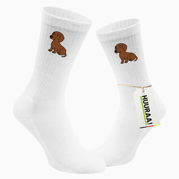 Unisex Socken Kurzhaar Dackel Dachshund Comic Größe 37/46 White Motiv Tennissocken