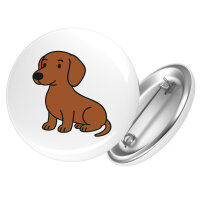 Button Kurzhaar Dackel Dachshund Comic rund