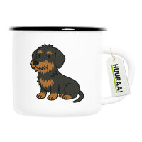 Emaille Tasse Rauhaar Dackel Sausage Dog Comic 300ml...