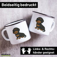 Emaille Tasse Rauhaar Dackel Sausage Dog Comic 300ml...