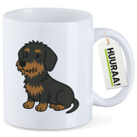 Kaffeetasse Rauhaar Dackel Sausage Dog Comic 330ml
