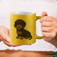 Glitzertasse Rauhaar Dackel Sausage Dog Comic 330ml
