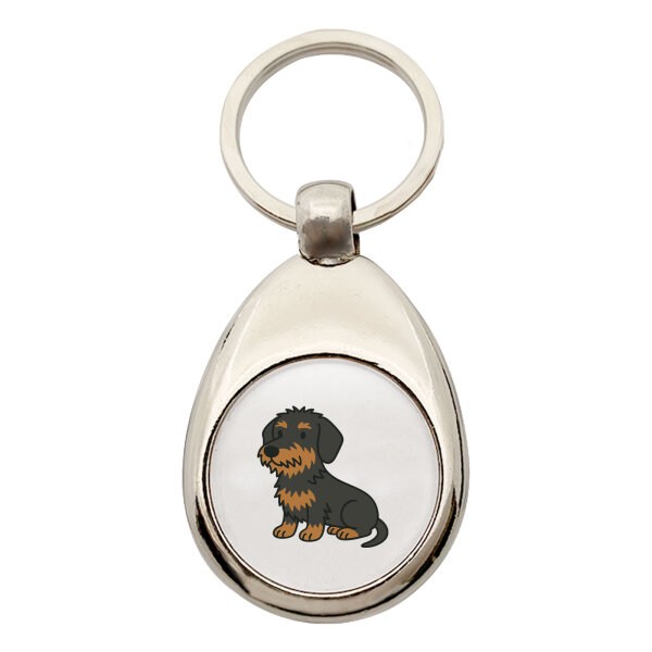 Schlüsselanhänger Rauhaar Dackel Sausage Dog Comic Schlüsselring