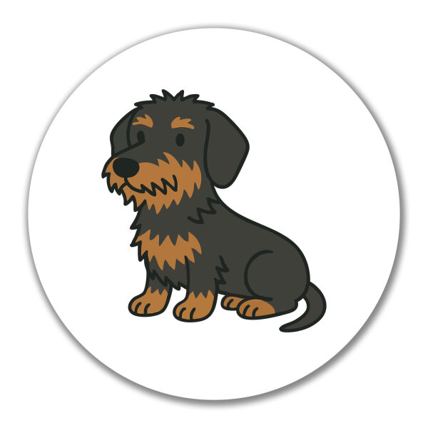 Aufkleber Rauhaar Dackel Sausage Dog Comic 10cm Sticker