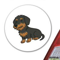 Aufkleber Rauhaar Dackel Sausage Dog Comic 10cm rund