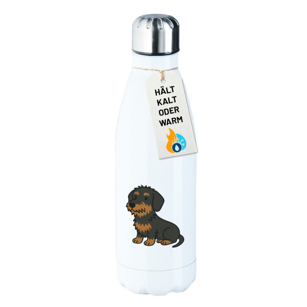 Edelstahl-Trinkflasche Rauhaar Dackel Sausage Dog Comic 500ml Wasserflasche