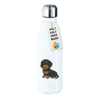 Trinkflasche Rauhaar Dackel Sausage Dog Comic 500ml White...
