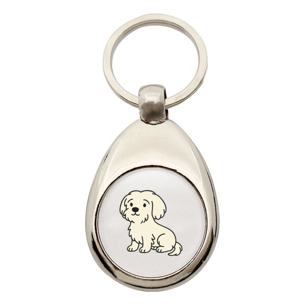 Schlüsselanhänger Malteser Malti Comic Metall