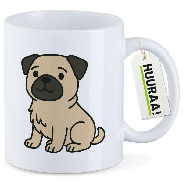 Kaffeetasse Mops Pug Comic 330ml