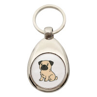 Schlüsselanhänger Mops Pug Comic Schlüsselring