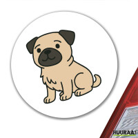 Aufkleber Mops Pug Comic 10cm rund