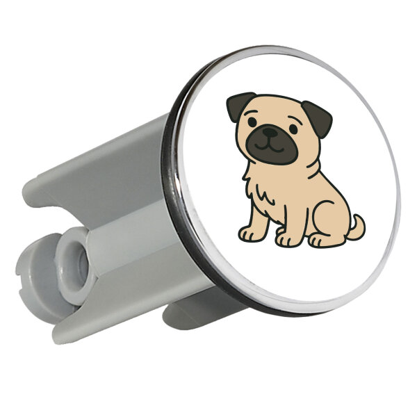 Waschbeckenstöpsel Mops Pug Comic 4cm Abflussstopfen