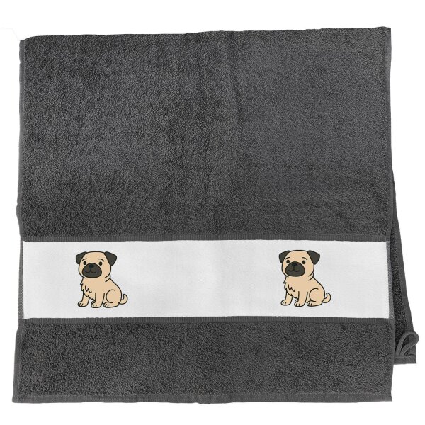 Handtuch Mops Pug Comic 50x100cm