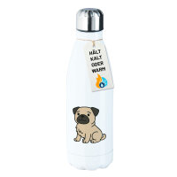 Edelstahl-Trinkflasche Mops Pug Comic 500ml Wasserflasche