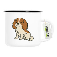 Emaille Tasse Cavalier King Charles Spaniel Cavie Comic...