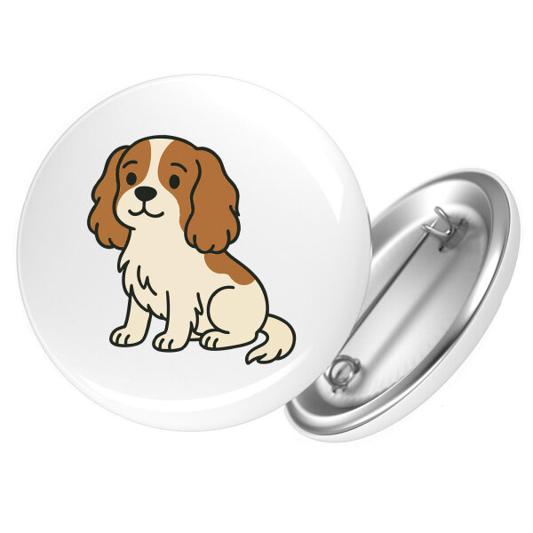 Button Cavalier King Charles Spaniel Cavie Comic rund