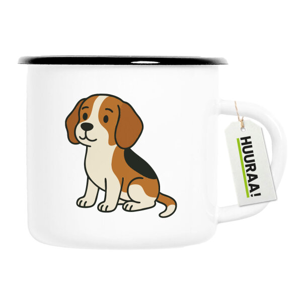 Emaille Tasse Beagle Comic Beagie 300ml Vintage Emaille Becher