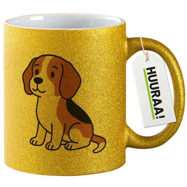Glitzertasse Beagle Comic Beagie 330ml