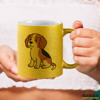 Glitzertasse Beagle Comic Beagie 330ml