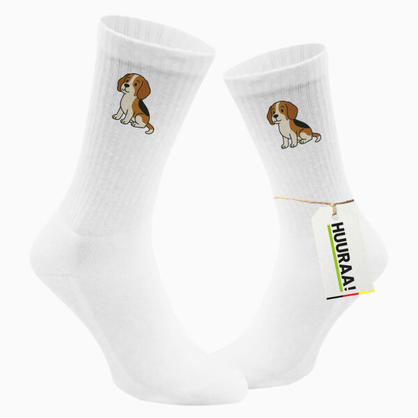 Unisex Socken Beagle Comic Beagie Größe 37/46 White Motiv Tennissocken