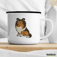 Emaille Tasse Shetland Sheepdog Comic Sheltie 300ml Vintage Emaille Becher