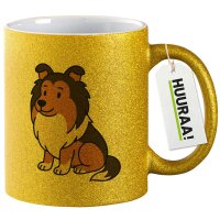 Glitzertasse Shetland Sheepdog Comic Sheltie 330ml