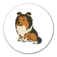 Aufkleber Shetland Sheepdog Comic Sheltie 10cm rund