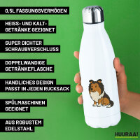Edelstahl-Trinkflasche Shetland Sheepdog Comic Sheltie 500ml Wasserflasche