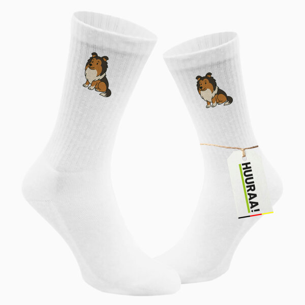 Unisex Socken Shetland Sheepdog Comic Sheltie Größe 37/46 White Motiv Tennissocken