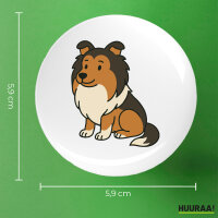 Button Shetland Sheepdog Comic Sheltie rund