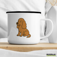 Emaille Tasse Cocker Spaniel Comic Cockie 300ml Vintage Emaille Becher