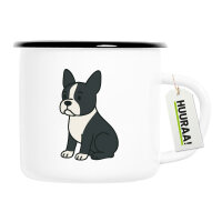 Emaille Tasse Boston Terrier Comic Bostonie 300ml Vintage...