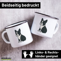Emaille Tasse Boston Terrier Comic Bostonie 300ml Vintage...