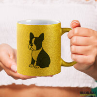 Glitzertasse Boston Terrier Comic Bostonie 330ml