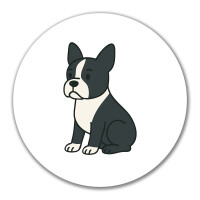 Aufkleber Boston Terrier Comic Bostonie 10cm rund