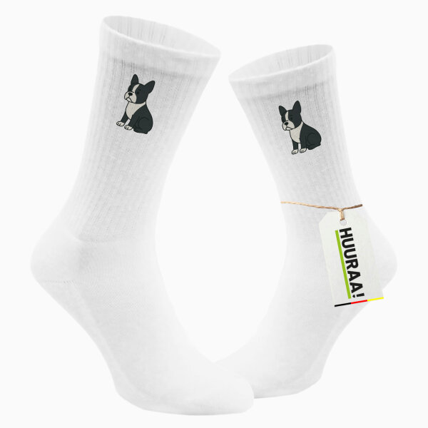 Unisex Socken Boston Terrier Comic Bostonie Größe 37/46 White Motiv Tennissocken