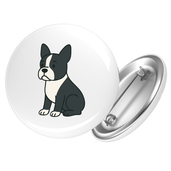 Button Boston Terrier Comic Bostonie rund