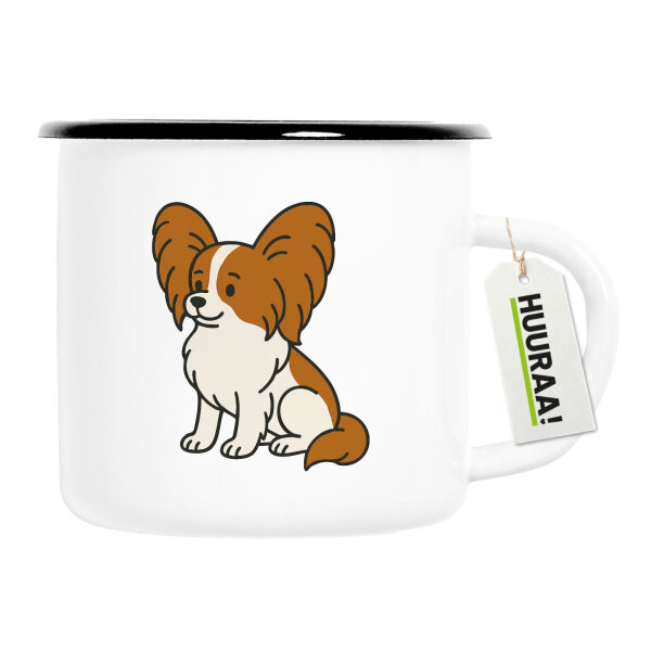 Emaille Tasse Papillon Comic Papi 300ml Vintage Emaille Becher