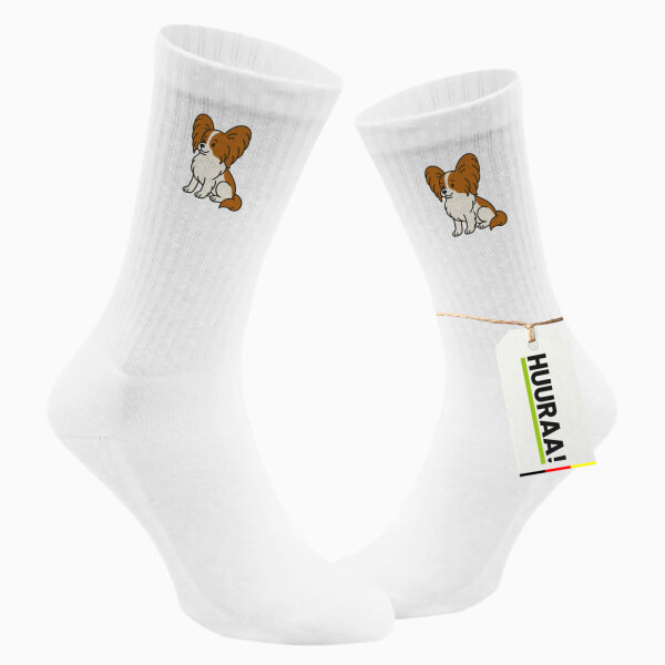 Unisex Socken Papillon Comic Papi Größe 37/46 White Motiv Tennissocken