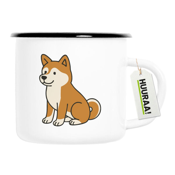 Emaille Tasse Akita Inu Comic Akita 300ml Vintage Emaille Becher