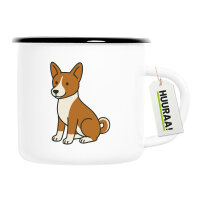 Emaille Tasse Basenji Comic Basi 300ml Vintage Emaille...