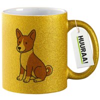 Glitzertasse Basenji Comic Basi 330ml
