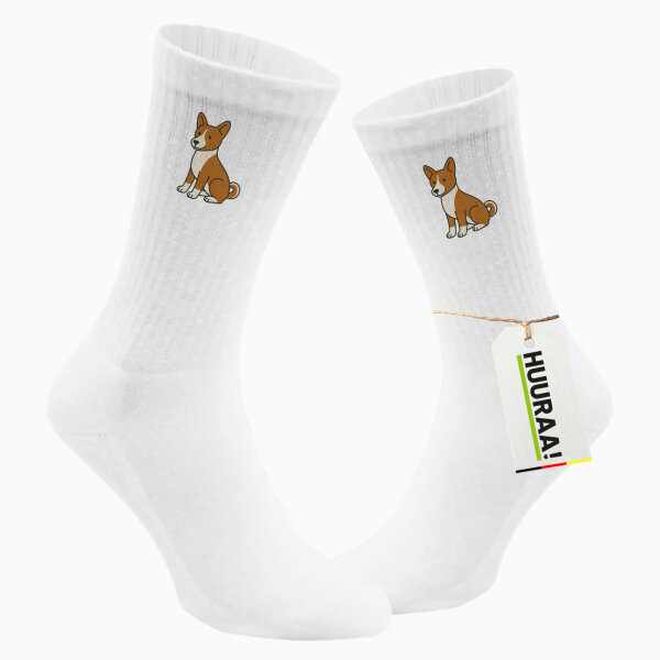 Unisex Socken Basenji Comic Basi Größe 37/46 White Motiv Tennissocken