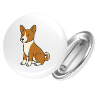 Button Basenji Comic Basi rund