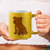 Glitzertasse Staffordshire Bullterrier Comic Staffi 330ml