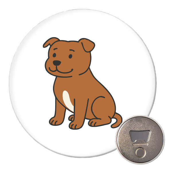 Magnet Staffordshire Bullterrier Comic Staffi 59mm Kühlschrankmagnet Flaschenöffner