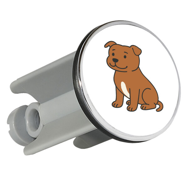 Waschbeckenstöpsel Staffordshire Bullterrier Comic Staffi 4cm Abflussstopfen